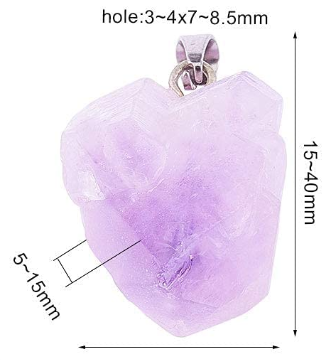 Natural Amethyst Pendants Healing Crystal Chakra Reiki Gemstone Bead Charms