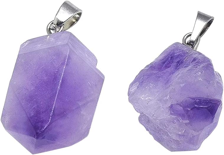 Natural Amethyst Pendants Healing Crystal Chakra Reiki Gemstone Bead Charms