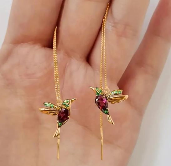 Women Coloured Threader Chain drop Dangle Bird Earrings gifts party wedding