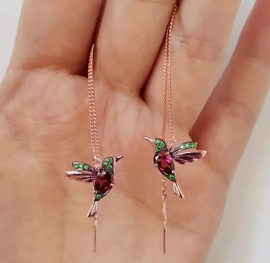 Women Coloured Threader Chain drop Dangle Bird Earrings gifts party wedding