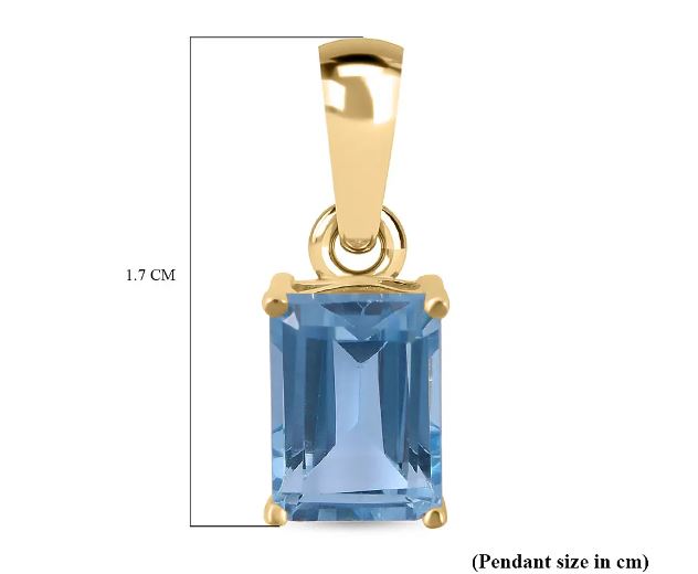 Blue Topaz Solitaire Pendant with 9K Yellow Gold AA