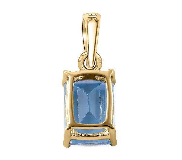 Blue Topaz Solitaire Pendant with 9K Yellow Gold AA