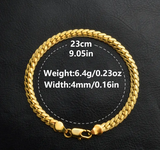 Men's Flat Chain Bracelet Hip Hop Fashion Vertebrae Chain Bracelet