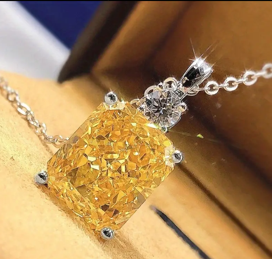 Citrine Necklace gemstone Crystal Pendant 925 Sterling Silver Chain