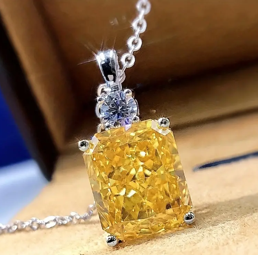 Citrine Necklace gemstone Crystal Pendant 925 Sterling Silver Chain