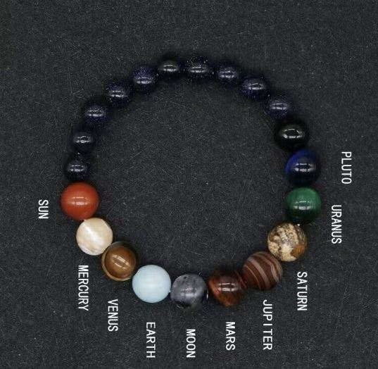 Natural Stone Universe Eight Planet Bracelet Elastic Beads Bangle Men Women Gift