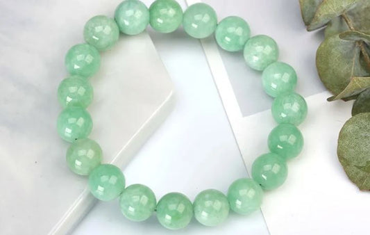 Burmese Green Jade Beaded Bracelets Women Round Chalcedony Buddha Bead Yoga Bangles Energy Healing Jewellery Gift