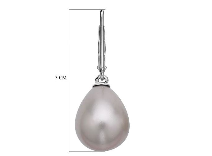 Pink Grey Purple Shell Pearl Solitaire Drop Earrings in Sterling Silver with Rhodium Plating