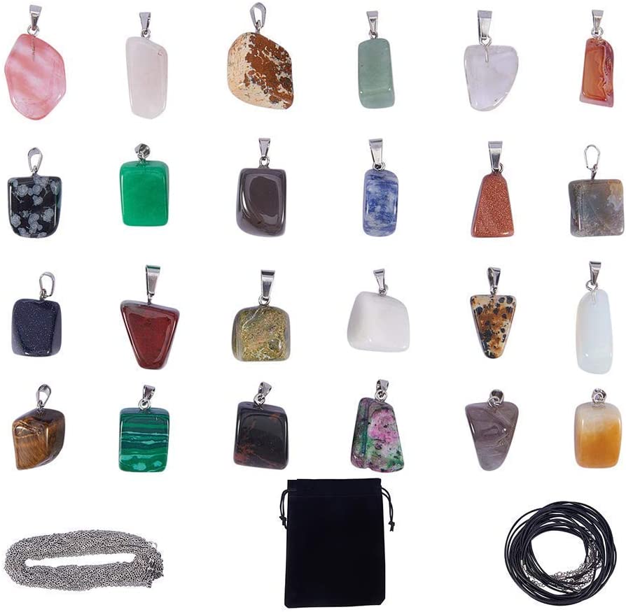 Healing Pointed Chakra Beads Quartz Crystal Stones Pendants for DIY