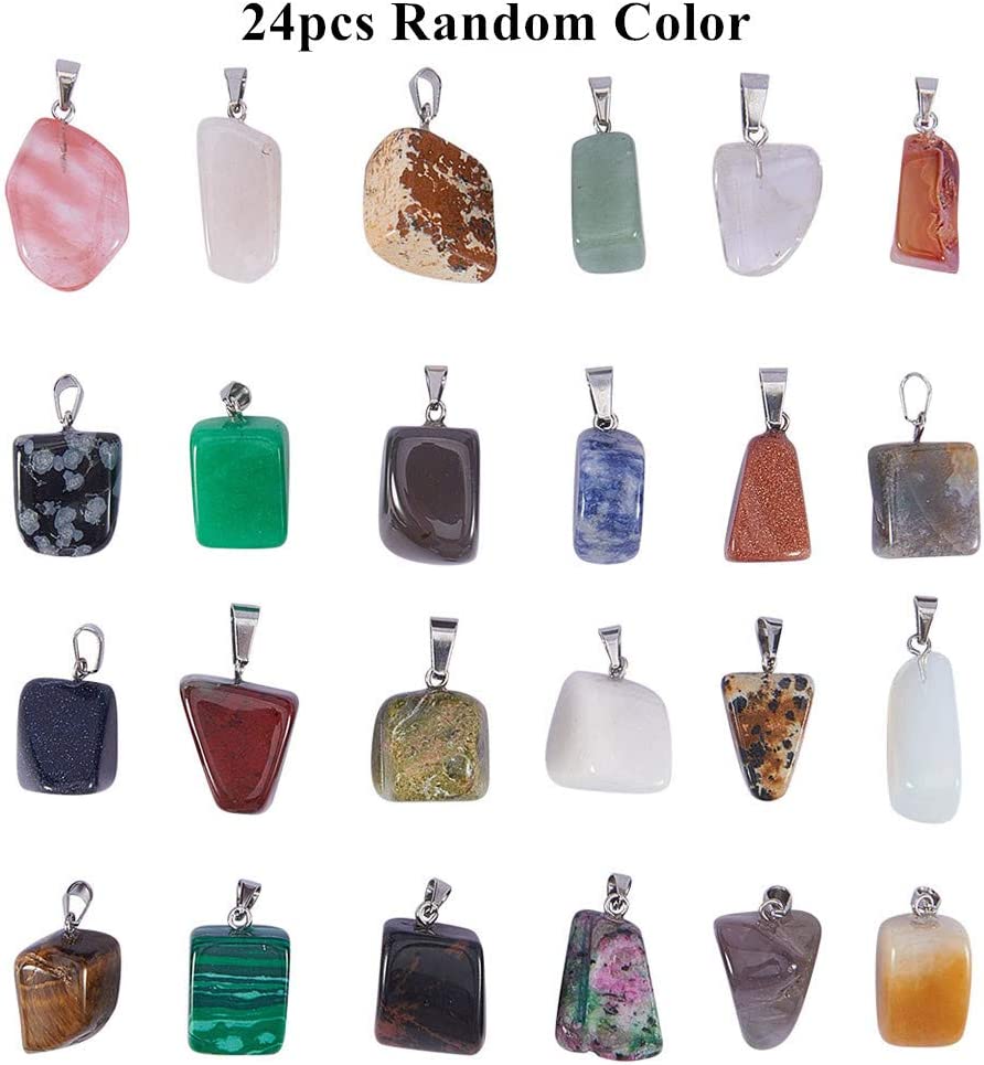 Healing Pointed Chakra Beads Quartz Crystal Stones Pendants for DIY