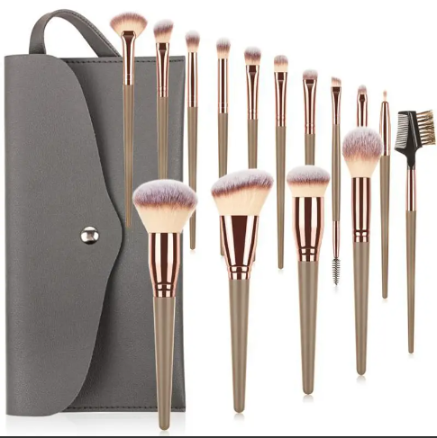 15pcs Professional Makeup Brushes Set Bag Foundation Eyelash Eyebrow Eyeshadow