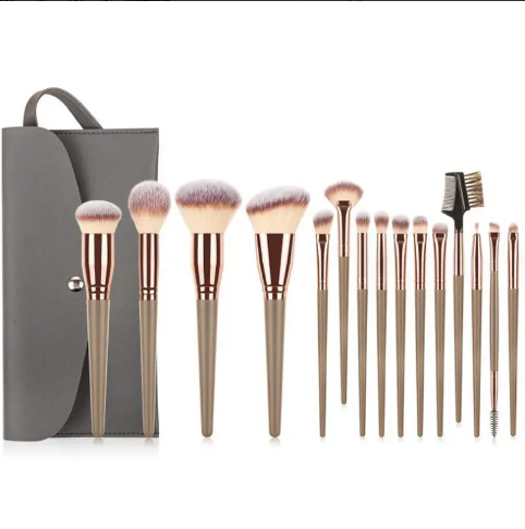 15pcs Professional Makeup Brushes Set Bag Foundation Eyelash Eyebrow Eyeshadow