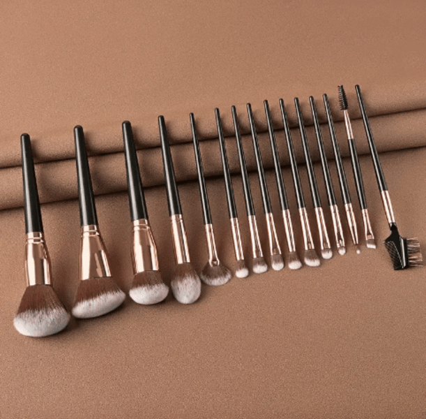 15pcs Professional Makeup Brushes Set Bag Foundation Eyelash Eyebrow Eyeshadow