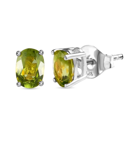 Peridot Stud Earrings with sterling silver for women gifts