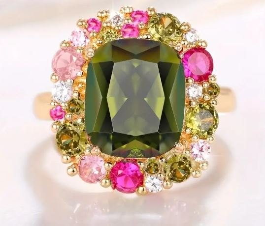 May Birthstone Ring: Celebrate with Stunning 18k Gold Plated Emerald Ring