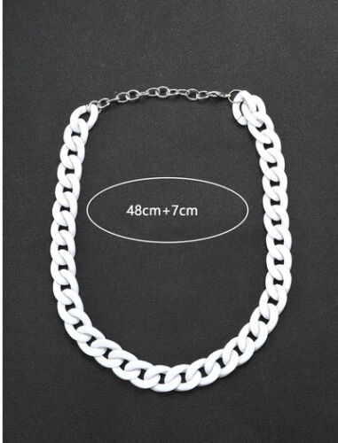 Men's women white funky solid Curb Chain Necklace